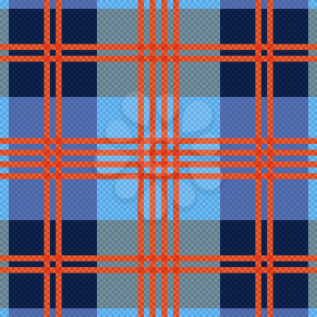 Rectangular seamless vector pattern as a tartan plaid mainly in red an blue hues