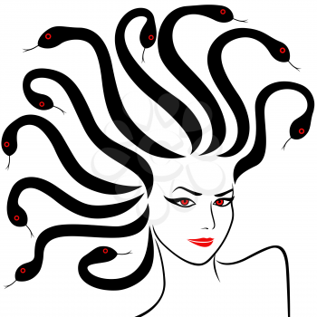 Female Head as a Medusa Gorgon, vector illustration
