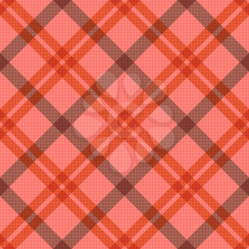 Seamless diagonal vector pattern as a tartan plaid mainly in pink, red and brown colors