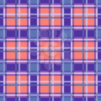Seamless checkered vector colorful pattern mainly in blue, coral and violet colors