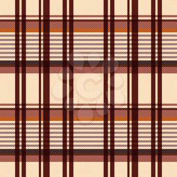 Detailed Rectangular seamless vector pattern as a tartan plaid mainly in beige and brown colors