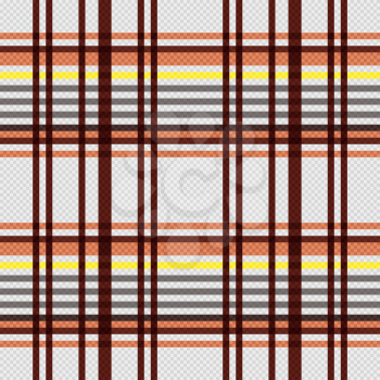 Detailed Rectangular seamless vector pattern as a tartan plaid mainly in beige, brown and yellow colors