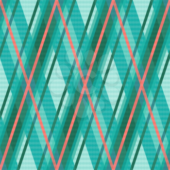 Seamless rhombic vector colorful pattern mainly in turquoise and red charming colors