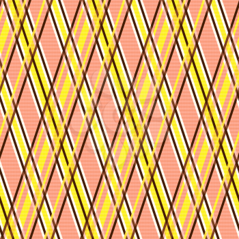 Seamless vector pattern with crossed lines mainly in yellow, brown and light terracotta hues like as pseudo 3D effect