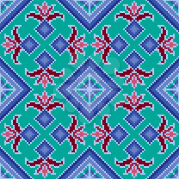 Ethnic Ukrainian multicolour geometric broidery, seamless vector pattern