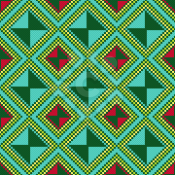Ukrainian Ethnic geometric multicolour broidery, seamless vector pattern