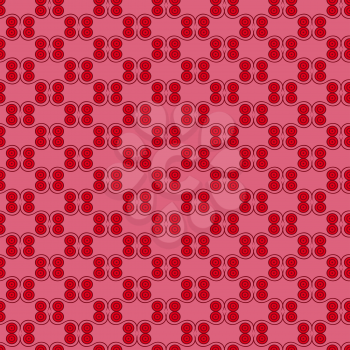 Seamless vector symmetrical pattern with simple geometric details in red and pink hues