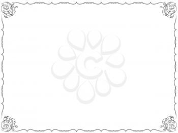 Frame background with swirl floral border design elements, hand drawn vector illustration