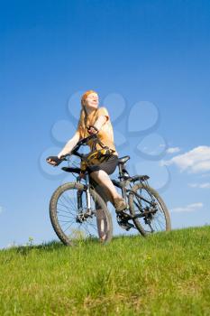 Active girl on bicycle