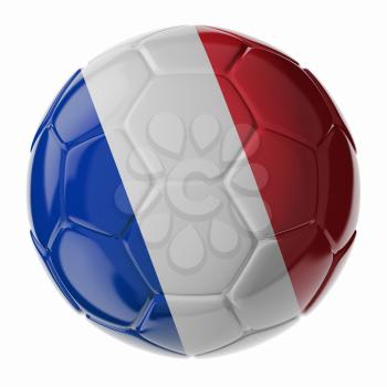 Football/soccer ball with flag of France. 3D render
