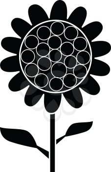 simple flat black sunflower icon vector