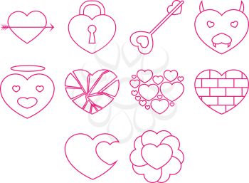 collection of heart icon vector