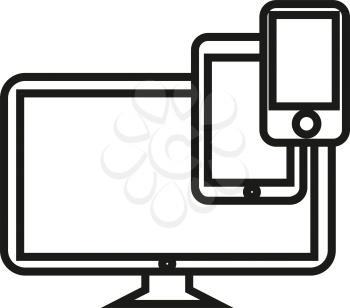 simple thin line television and mobile phones icon vector
