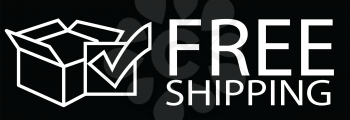 simple flat black free shipping box symbol icon vector