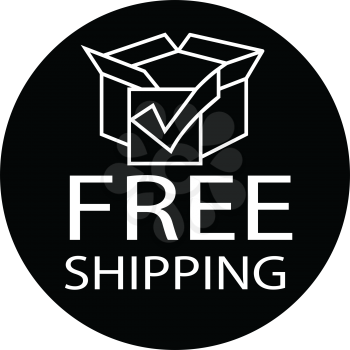 simple flat black free shipping box symbol round icon vector
