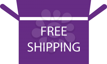 simple flat colour free shipping box icon vector