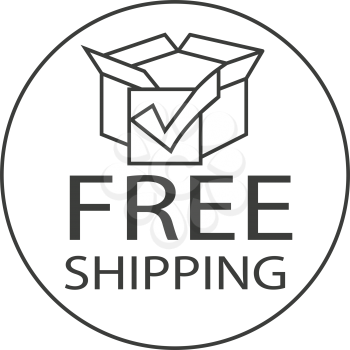 simple thin line free shipping box symbol round icon vector