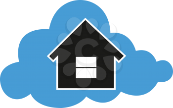 simple flat colour cloud house icon vector