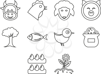 Thin line agriculture icon set