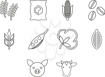 collection of commodities icon set