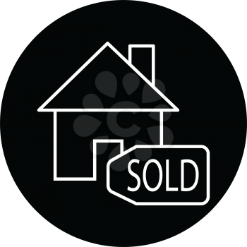 Simple flat black sold house sign icon vector