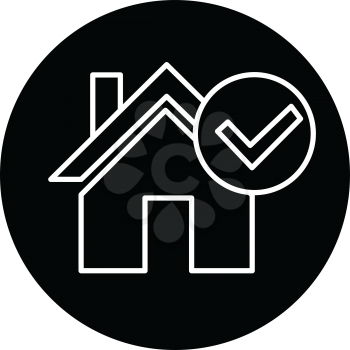 Simple flat black check mark house icon vector