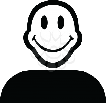 Flat black smile emoticon icon vector