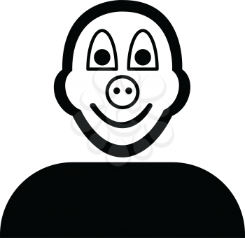 Flat black pig face emoticon icon vector