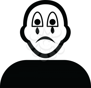 Flat black crying face emoticon icon vector