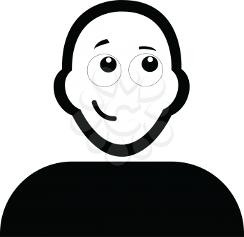 Flat black confident face emoticon icon vector
