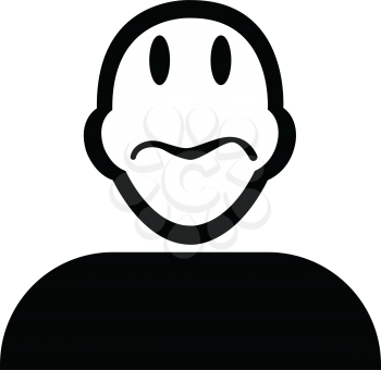 Flat black confused emoticon icon vector