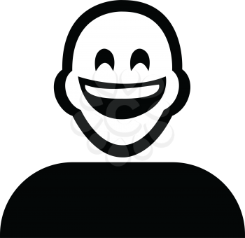Flat black laughing emoticon icon vector