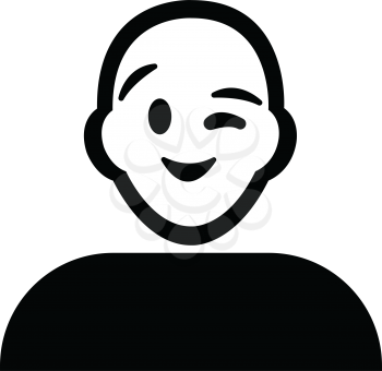 Flat black wink emoticon icon vector