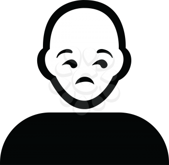 Flat black frown emoticon icon vector