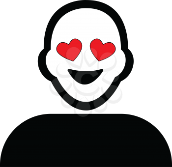 Flat black love struck emoticon icon vector