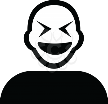 Flat black grumpy emoticon icon vector