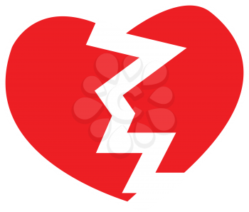 Flat color cracked heart icon vector