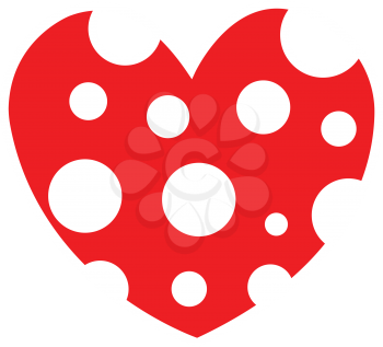 Flat color polka dot heart icon vector