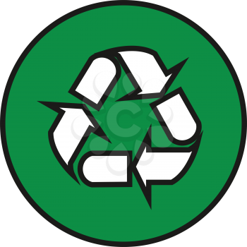 Simple flat color recycle sign icon vector
