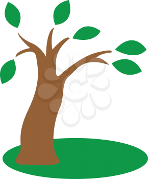Simple flat color  tree icon vector