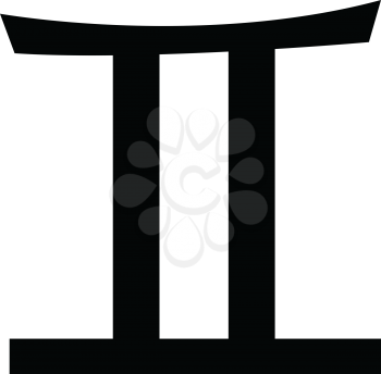 Simple flat black gemini sign icon vector