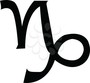 Simple flat black capricorn sign icon vector