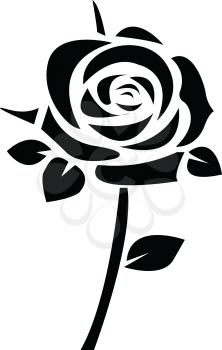 Simple flat black rose  icon vector