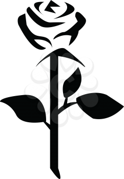 Simple flat black rose  icon vector
