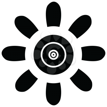 Simple flat black flower petals icon vector