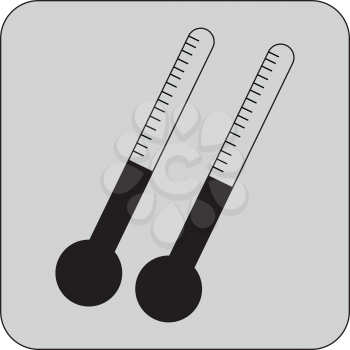 Simple flat black thermometer icon vector