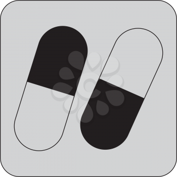 Simple flat black pill icon vector