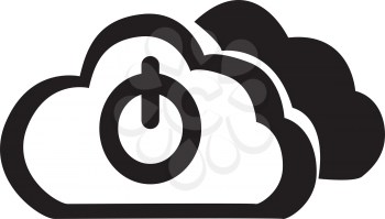 Simple flat black cloud power button icon vector

