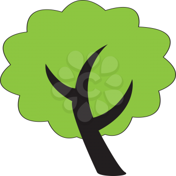 Simple flat color tree icon vector