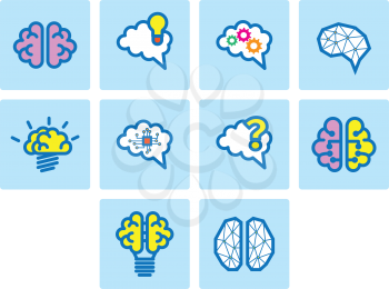 collection of brain icon vector